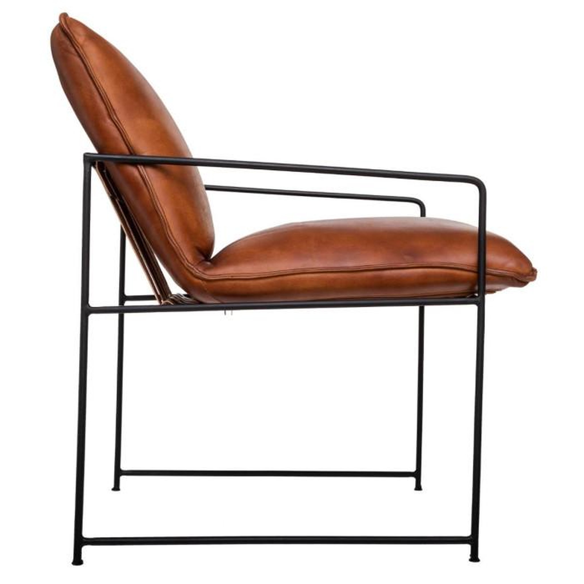 Voir la diapositive 3 : Paris Prix Fauteuil Cognac en Cuir  Kanat  84cm Marron