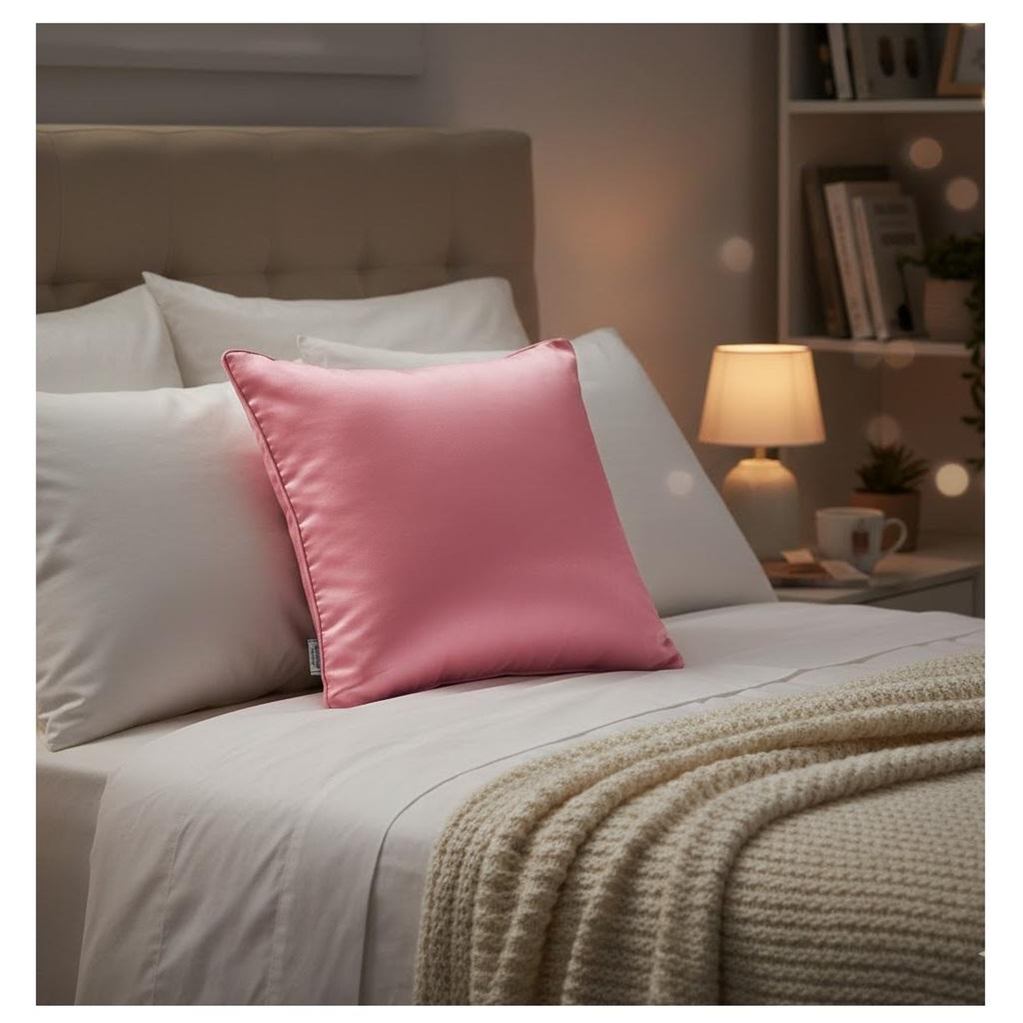 Voir la diapositive 2 : Eden Coussin uni passepoil corail design et moderne