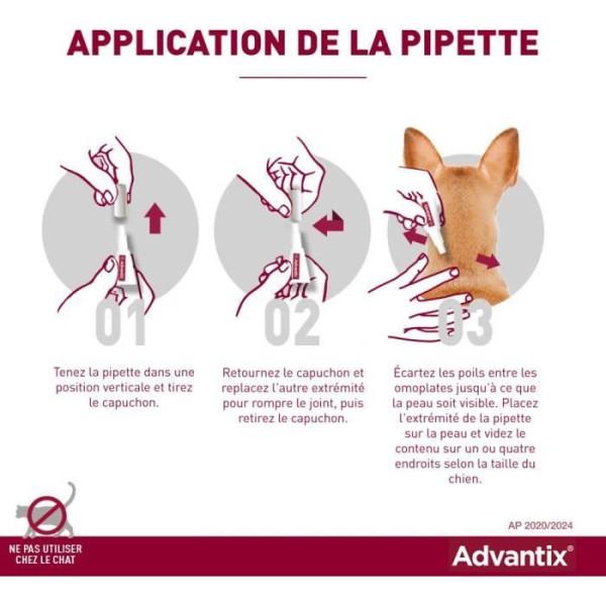 Voir la diapositive 3 : Advantix Advantix chien solution antiparasitaire tres grande race 40 a 60kg 6 pipettes
