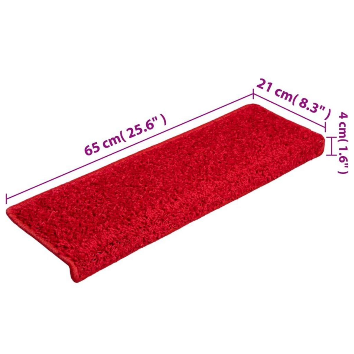 VIDAXL Tapis d'escalier 15 pcs 65x21x4 cm Rouge