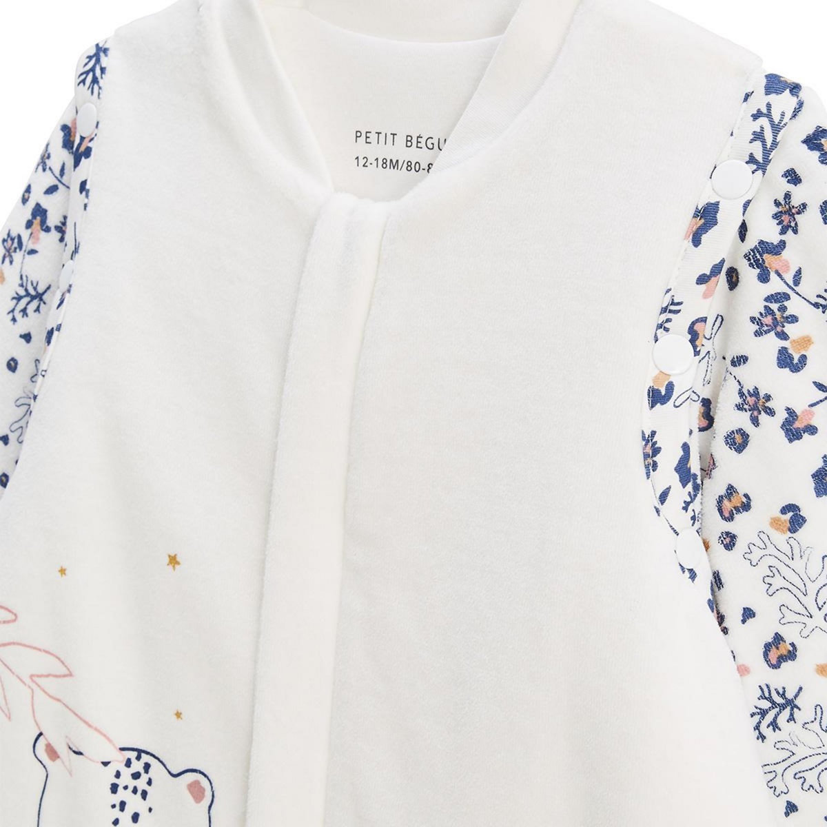 Petit Béguin Turbulette TOG 2 en velours avec pieds retroussables et manches amovibles Céleste