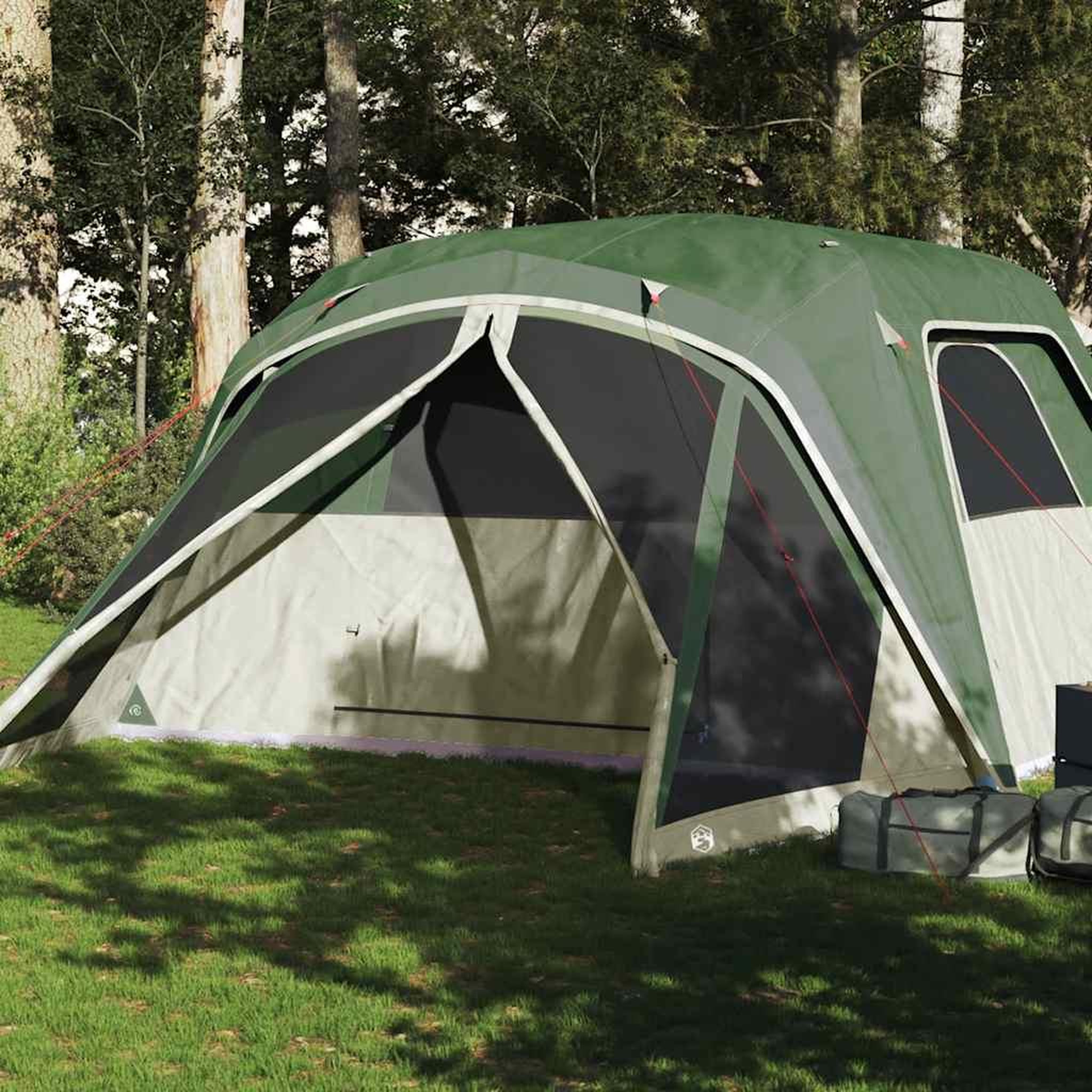 VIDAXL Tente familiale avec porche 6 personnes vert impermeable