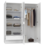 Voir la diapositive 4 : ID MARKET Armoire 4 portes VITO blanc penderie 160 cm avec 2 tiroirs et étagères