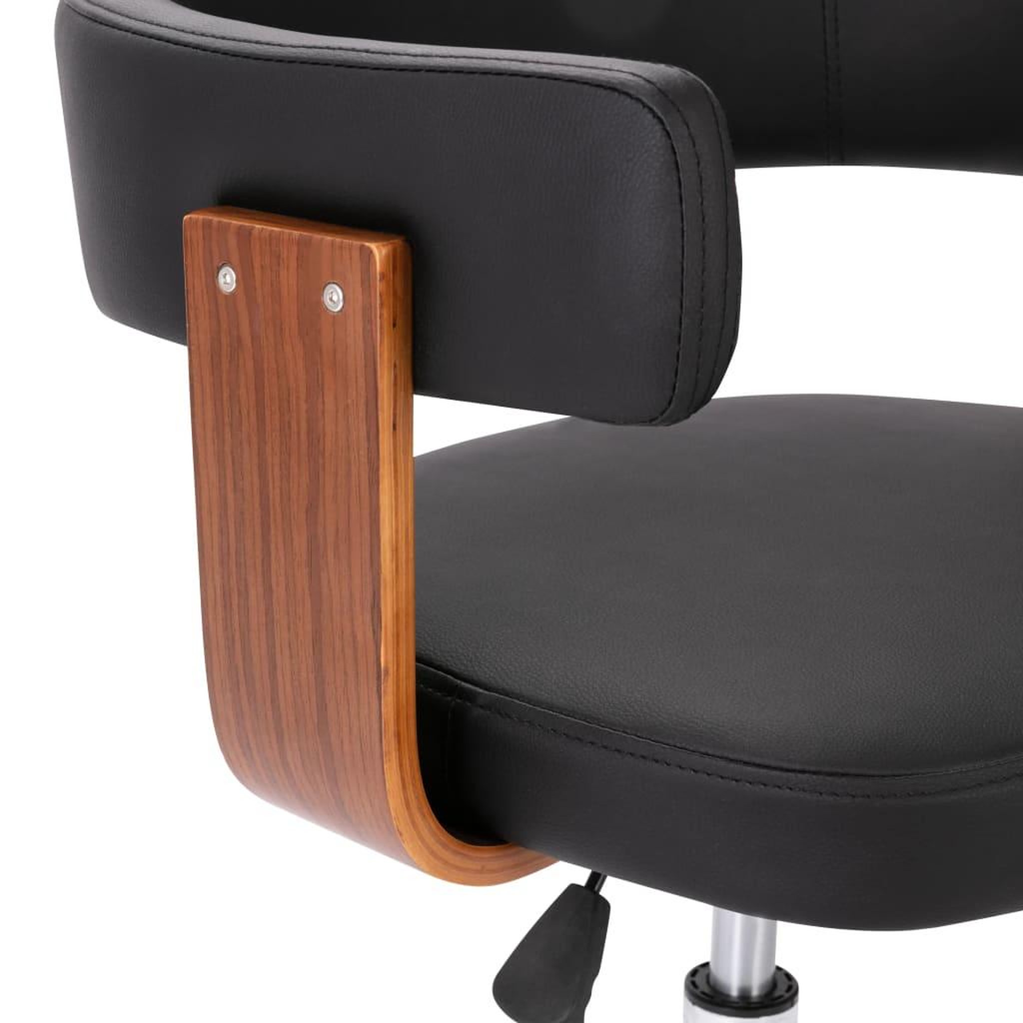 Voir la diapositive 5 : VIDAXL Chaise pivotante de bureau Noir Bois courbe et similicuir