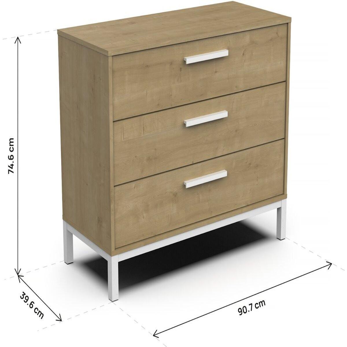 Habitat et Jardin Commode  CRAFT  - Bois - 3 tiroirs - Marron/Blanc