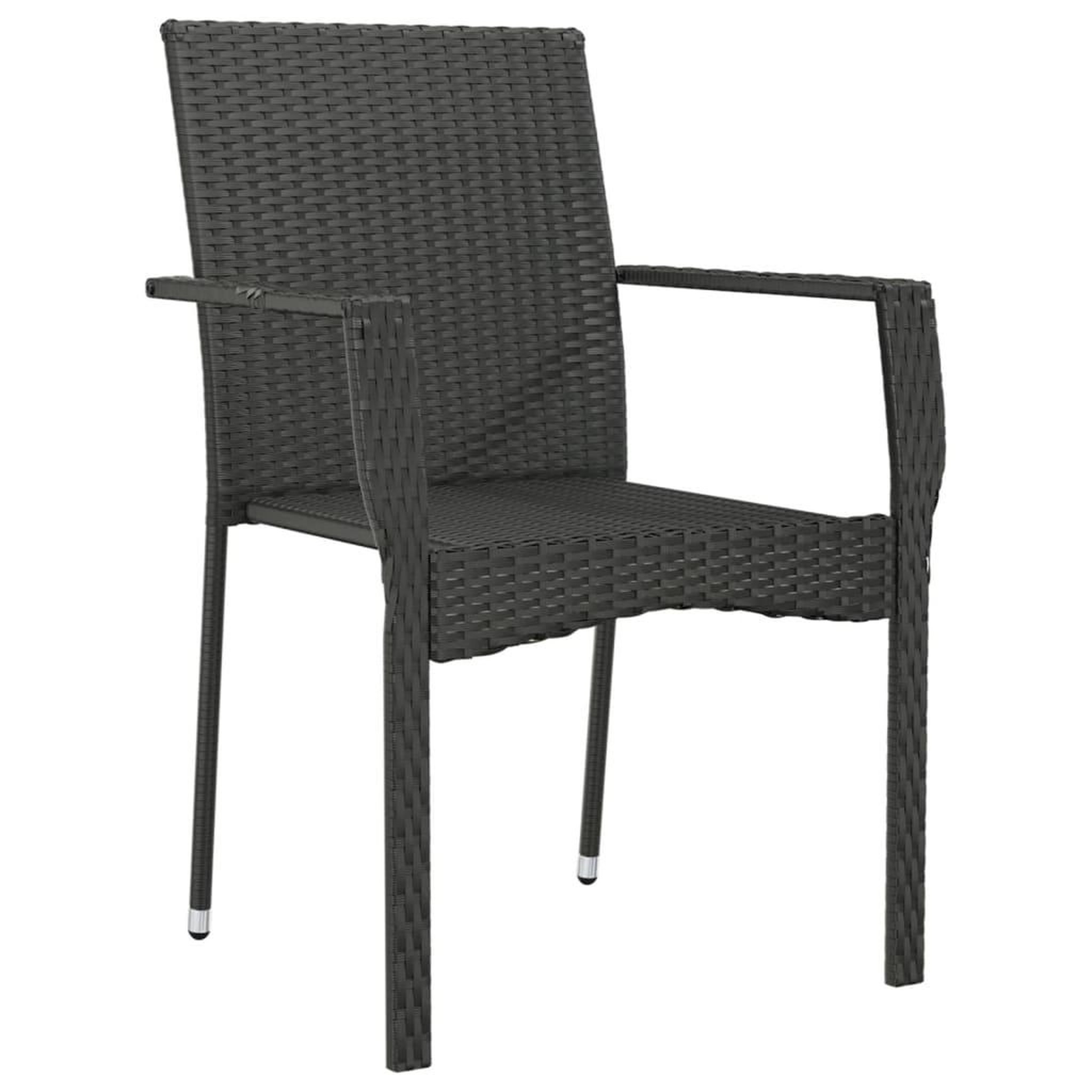 Voir la diapositive 4 : VIDAXL Chaises de jardin lot de 2 avec coussins Resine tressee Noir