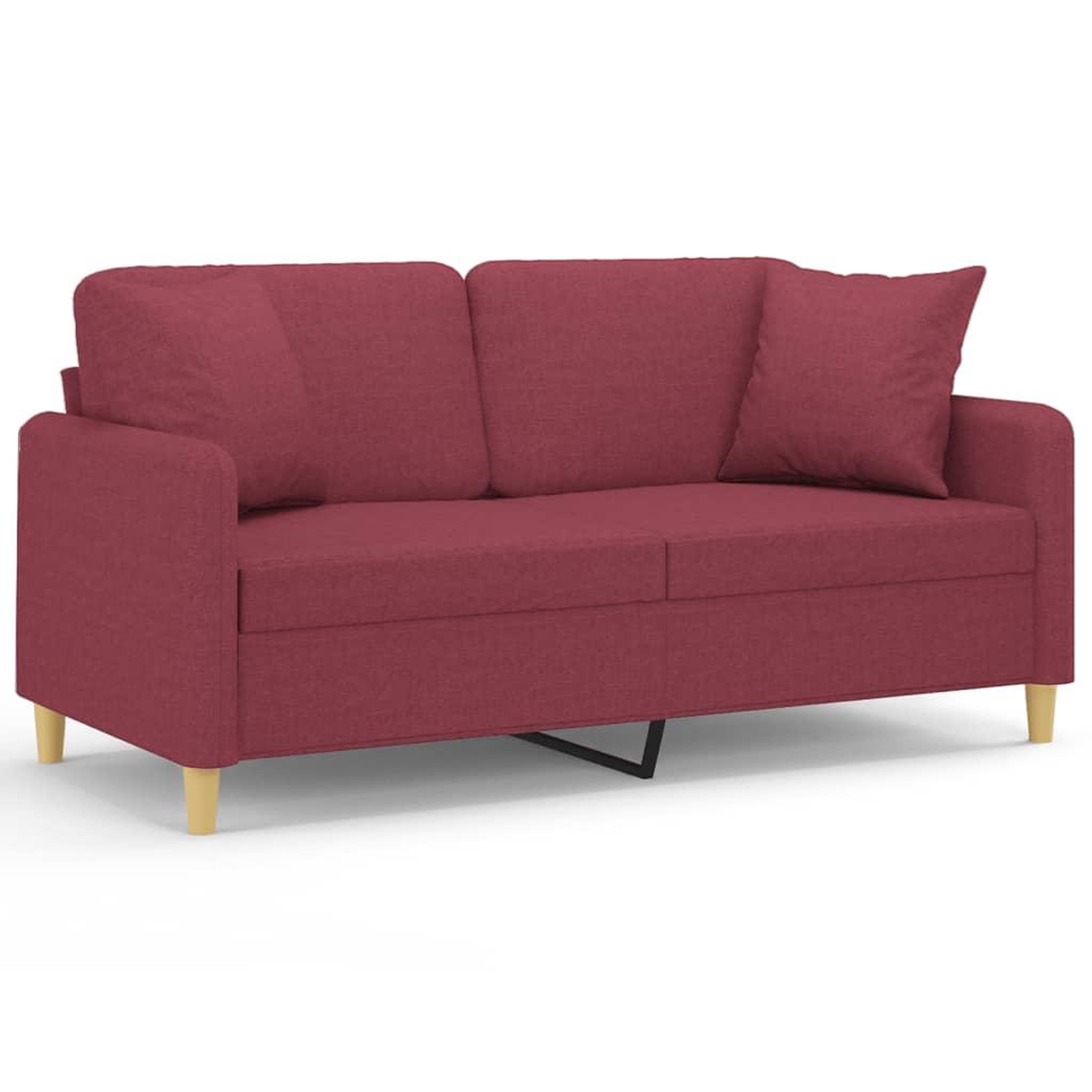 Voir la diapositive 2 : VIDAXL Canape 2 places avec oreillers bordeaux 140 cm tissu
