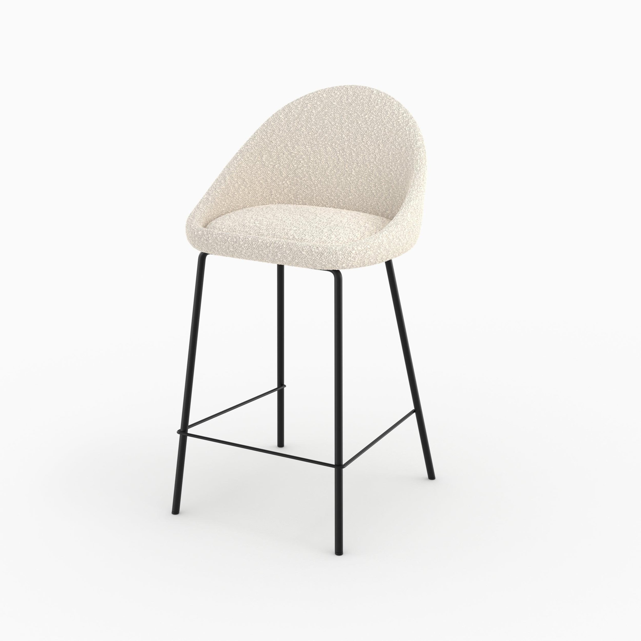 MAISON PAVANE Chaise pour îlot central effet laine bouclette blanche 65 cm-misty
