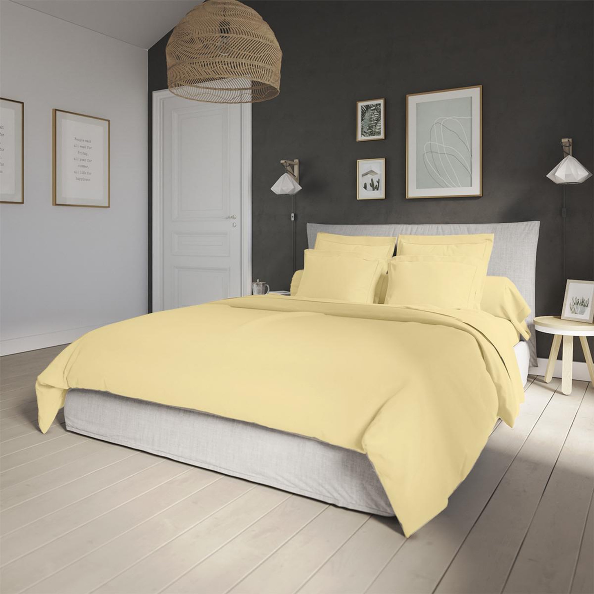 DODO Housse de couette Influence Percale Mimosa. Coloris disponibles : Jaune