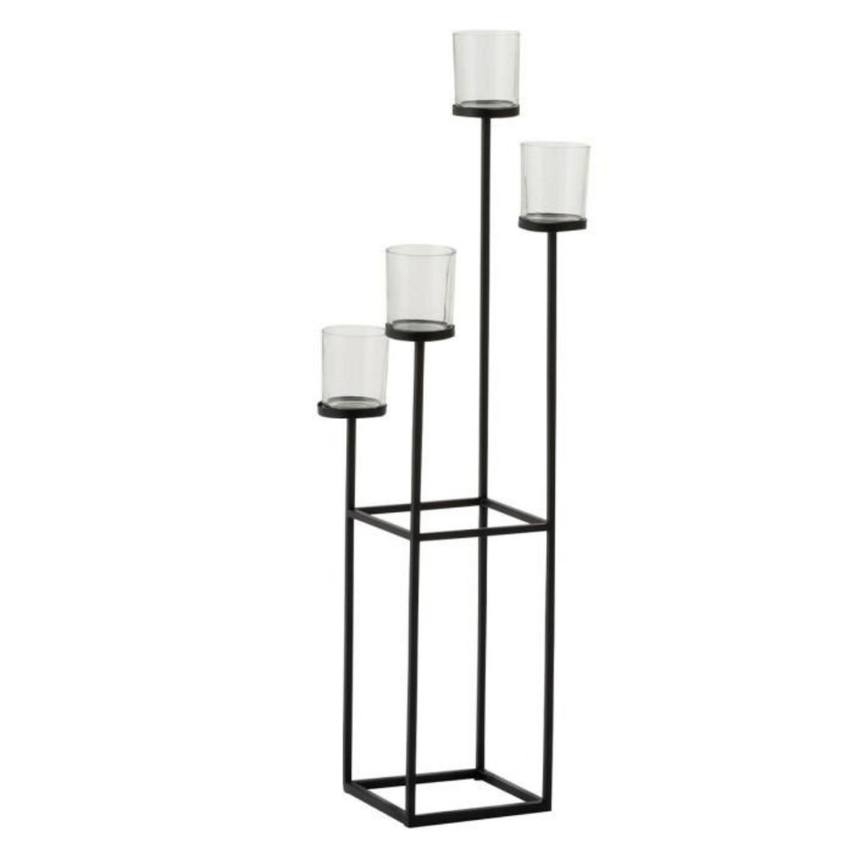 Paris Prix Bougeoir Design Métal & Verre  4 Têtes  77cm Noir