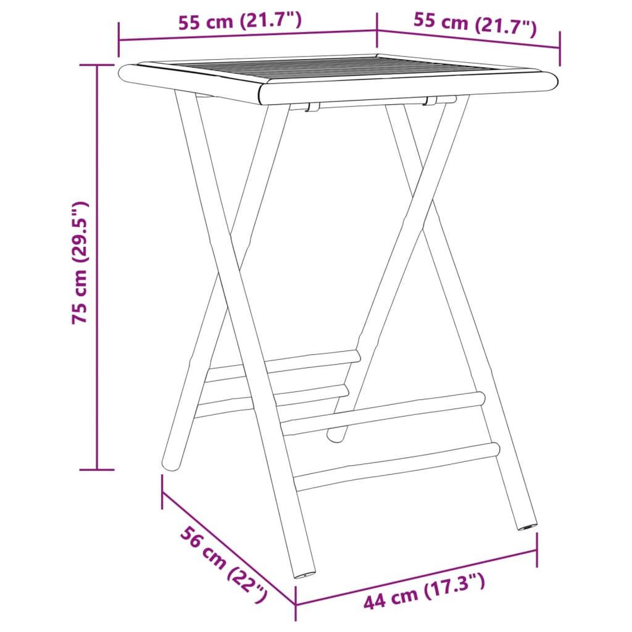 Voir la diapositive 6 : VIDAXL Table de jardin pliable 55x55x75 cm bambou