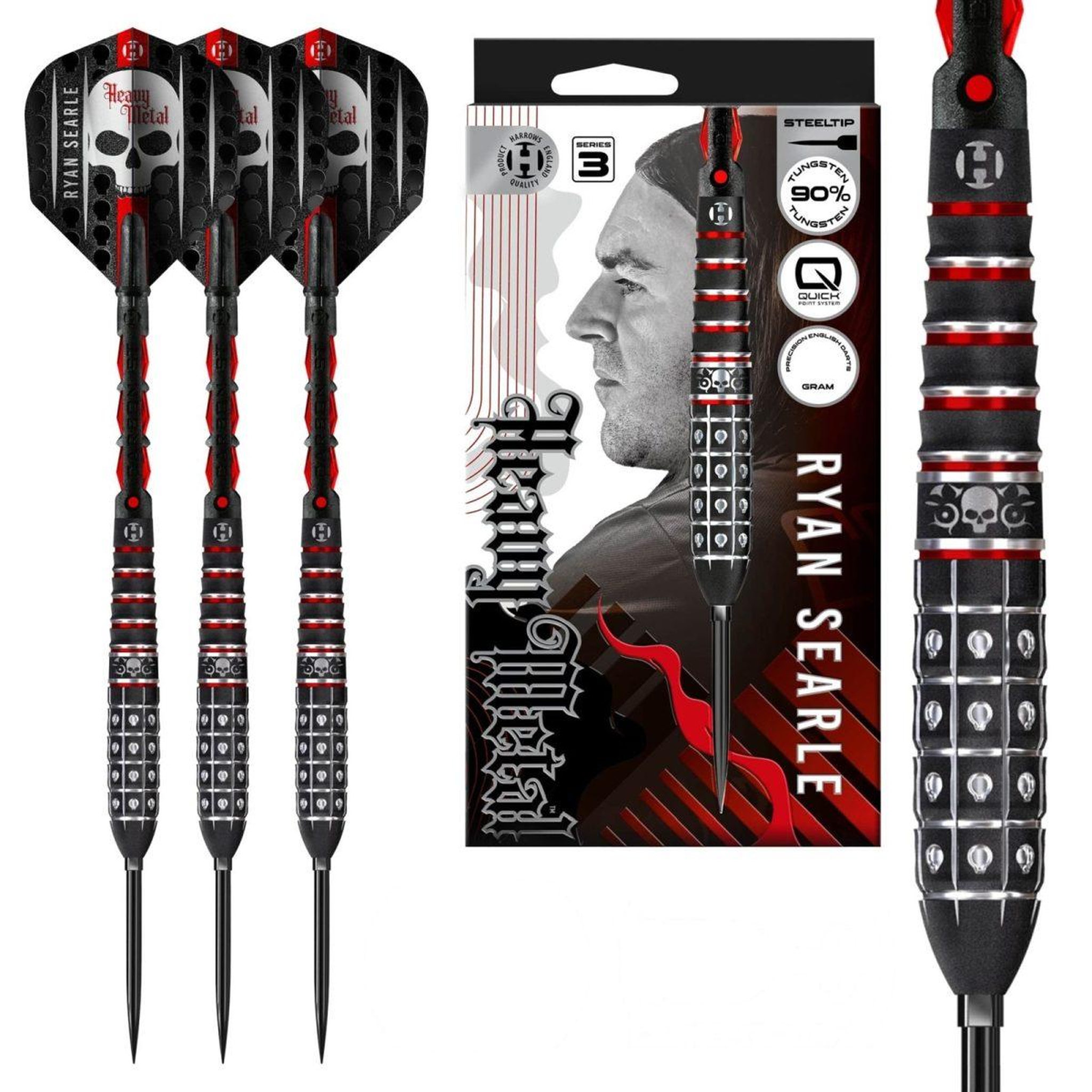 Harrows Fléchettes Ryan Searle series 3 90% pointe acier 24g