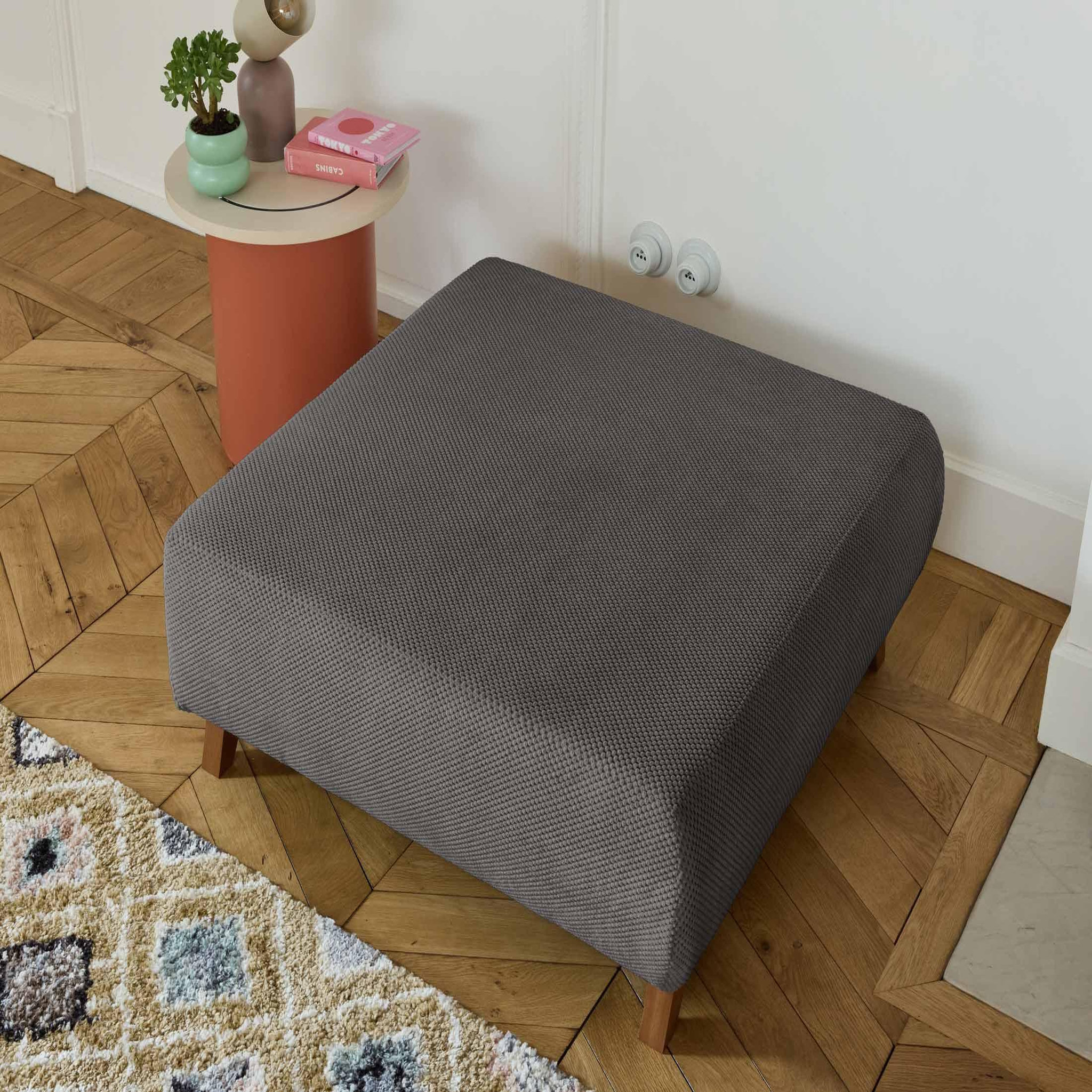 Voir la diapositive 4 : BEST MOBILIER Cristal - pouf modulable - 95 cm - en velours texturé