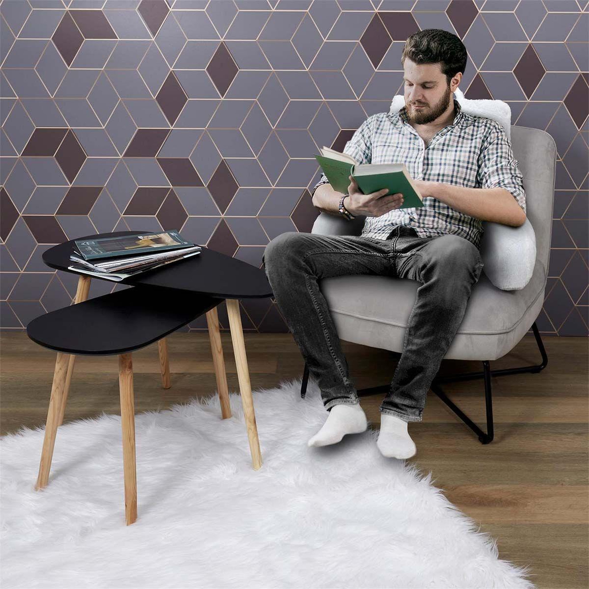 Voir la diapositive 4 : SENSLY Coussin de lecture  lombaire  86cm gris