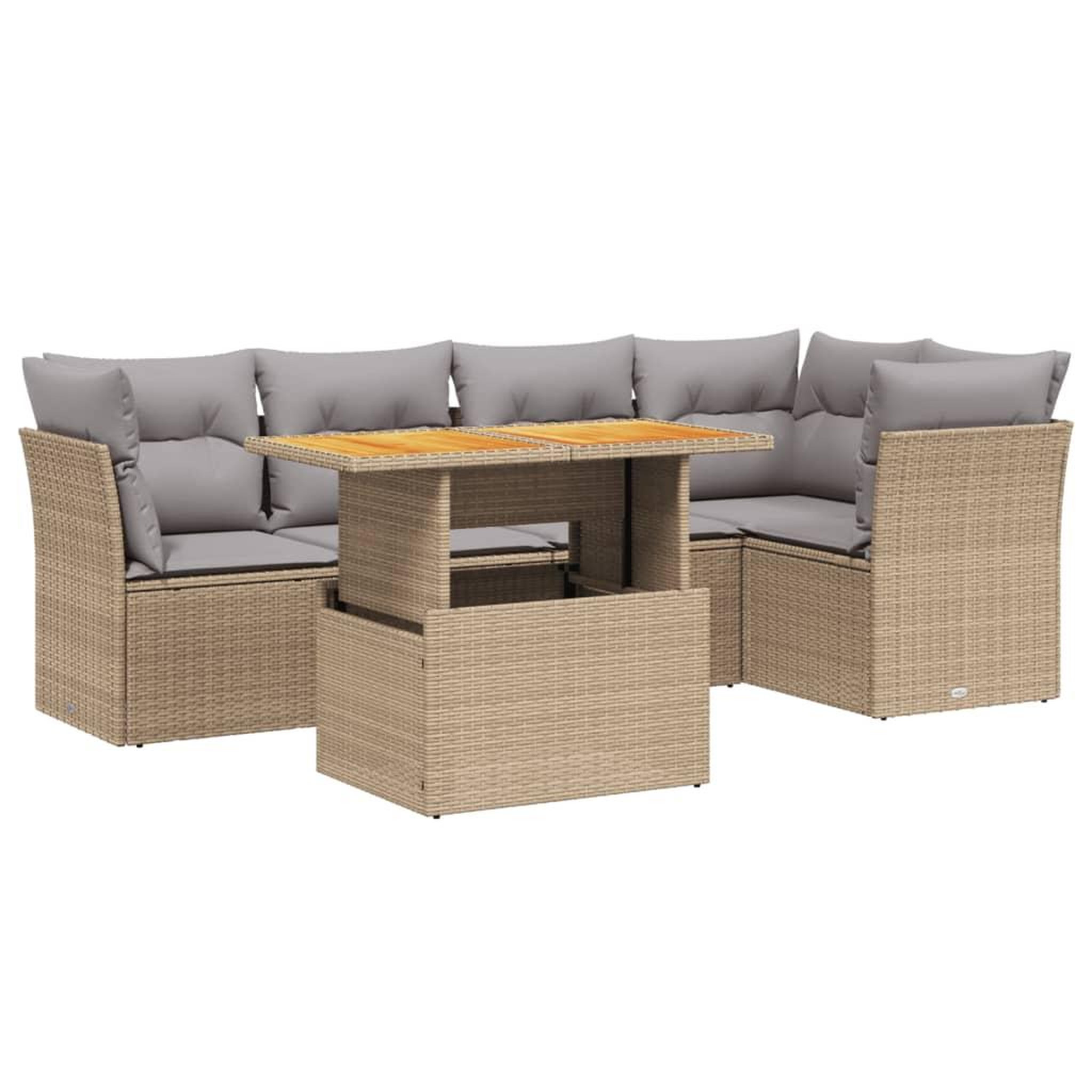 Voir la diapositive 2 : VIDAXL Salon de jardin avec coussins 5 pcs beige resine tressee