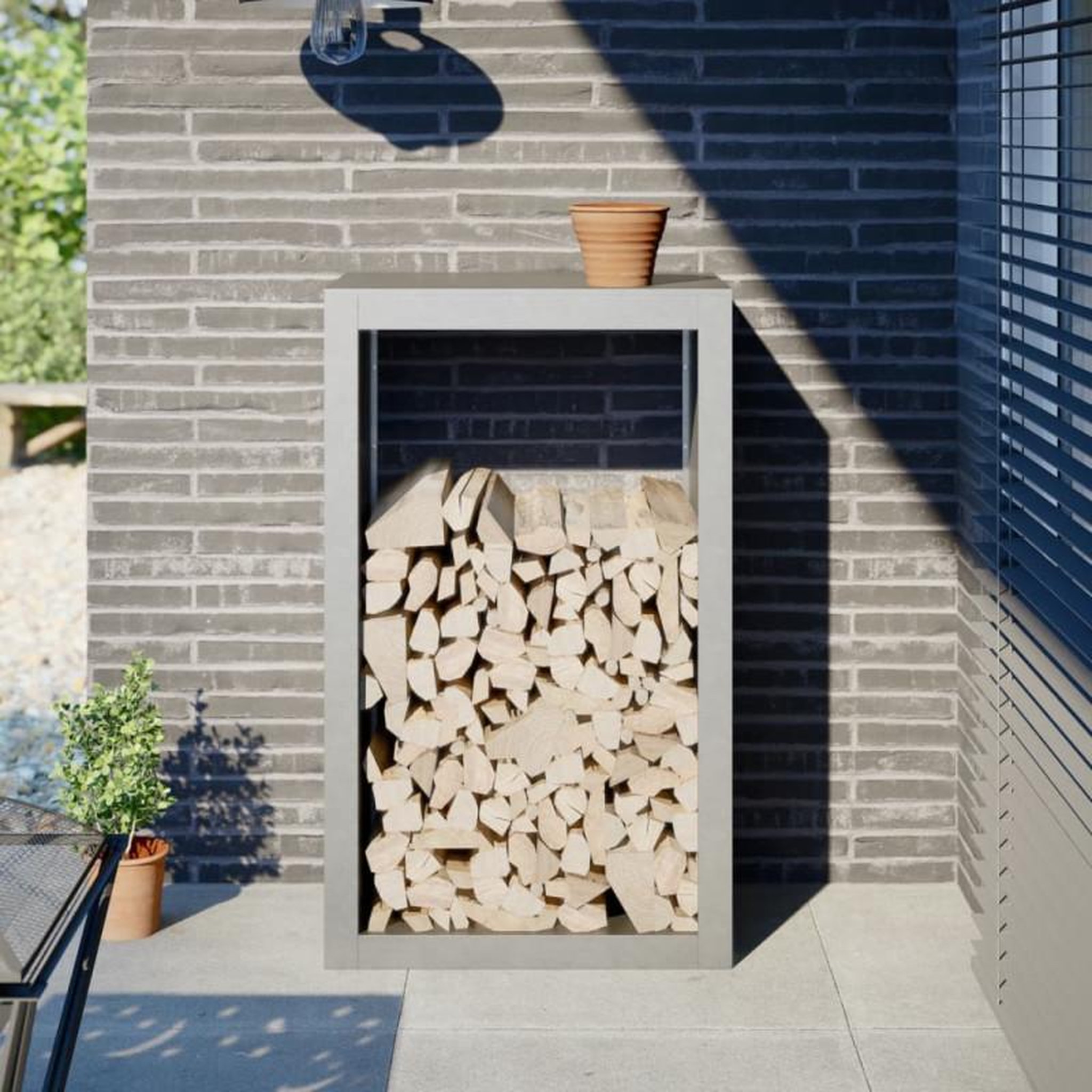 Voir la diapositive 1 : VIDAXL Portant de bois de chauffage 60x40x100 cm acier inoxydable