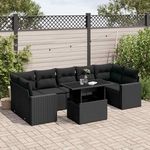 VIDAXL Salon de jardin 8 pcs avec coussins noir resine tressee