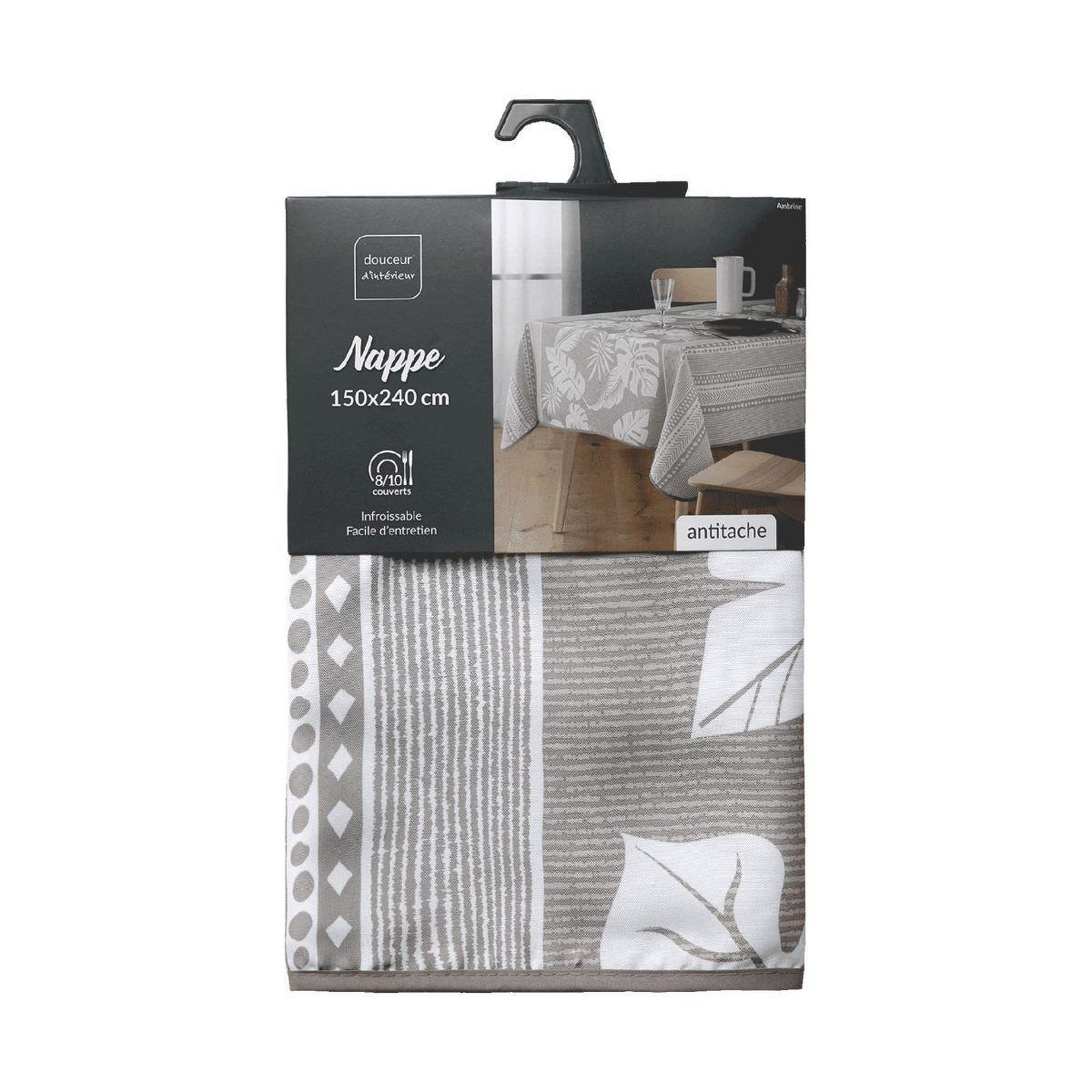 Voir la diapositive 4 : Douceur d'Intérieur Nappe antitache imprimé  ambrine  150x240cm naturel