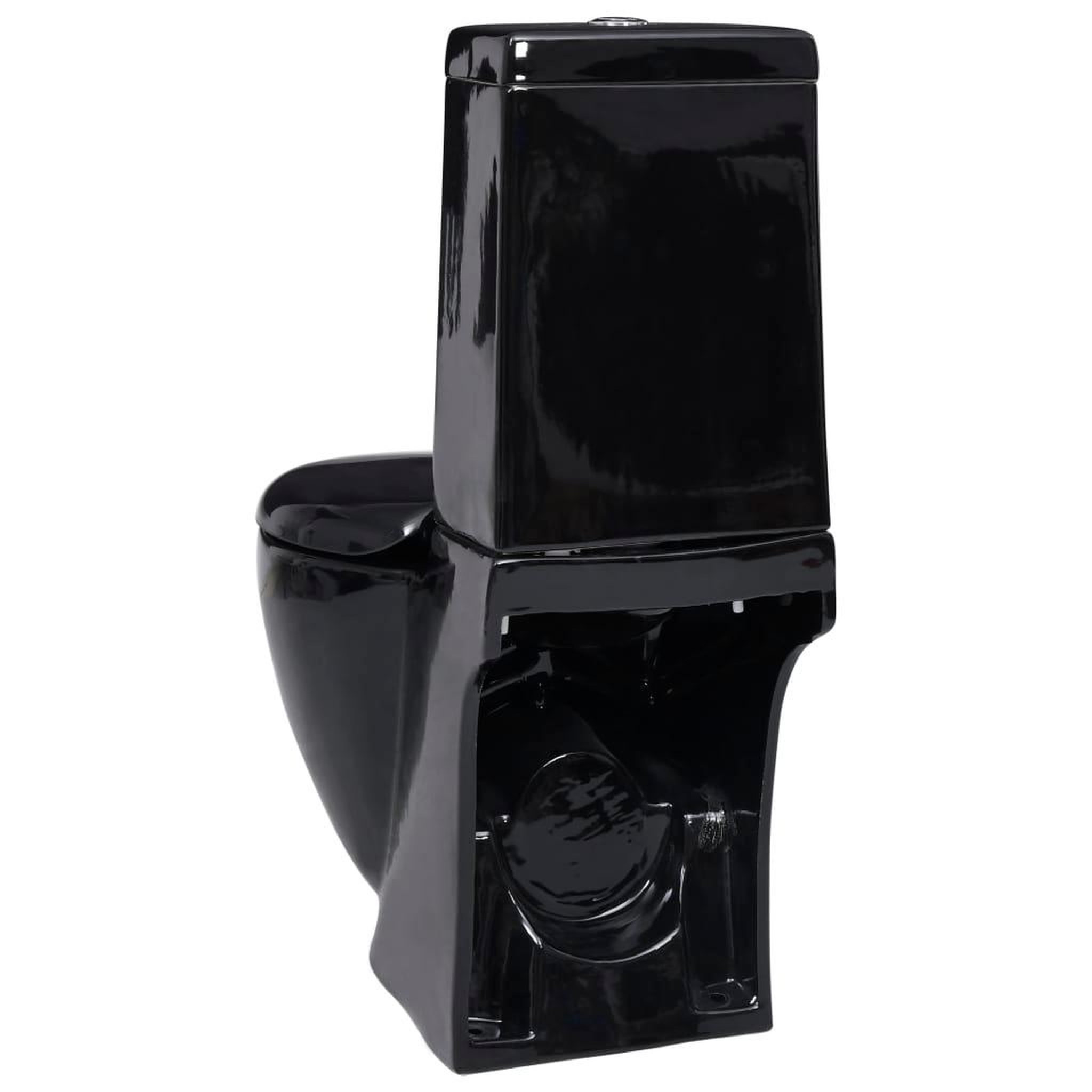 Voir la diapositive 4 : VIDAXL Toilette en ceramique Ronde Ecoulement d'eau au fond Noir