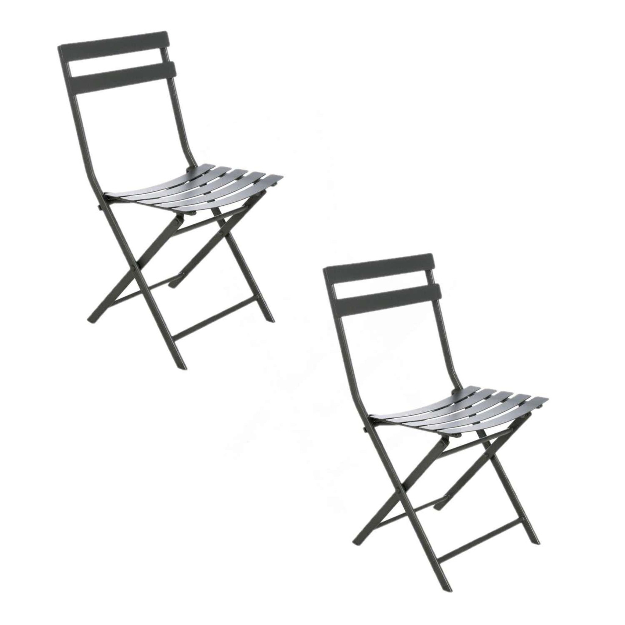 Voir la diapositive 1 : TOILINUX Lot de 2 chaises de jardin pliables en métal greensboro