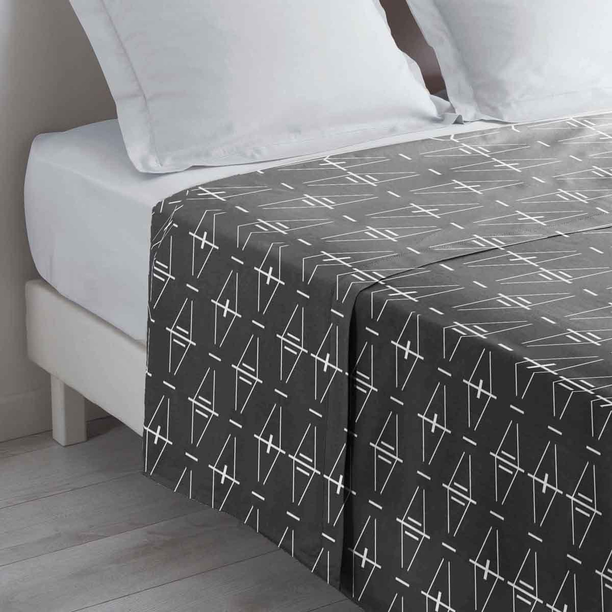 Douceur d'Intérieur Drap Plat en Coton  Aristide  180x290cm Anthracite