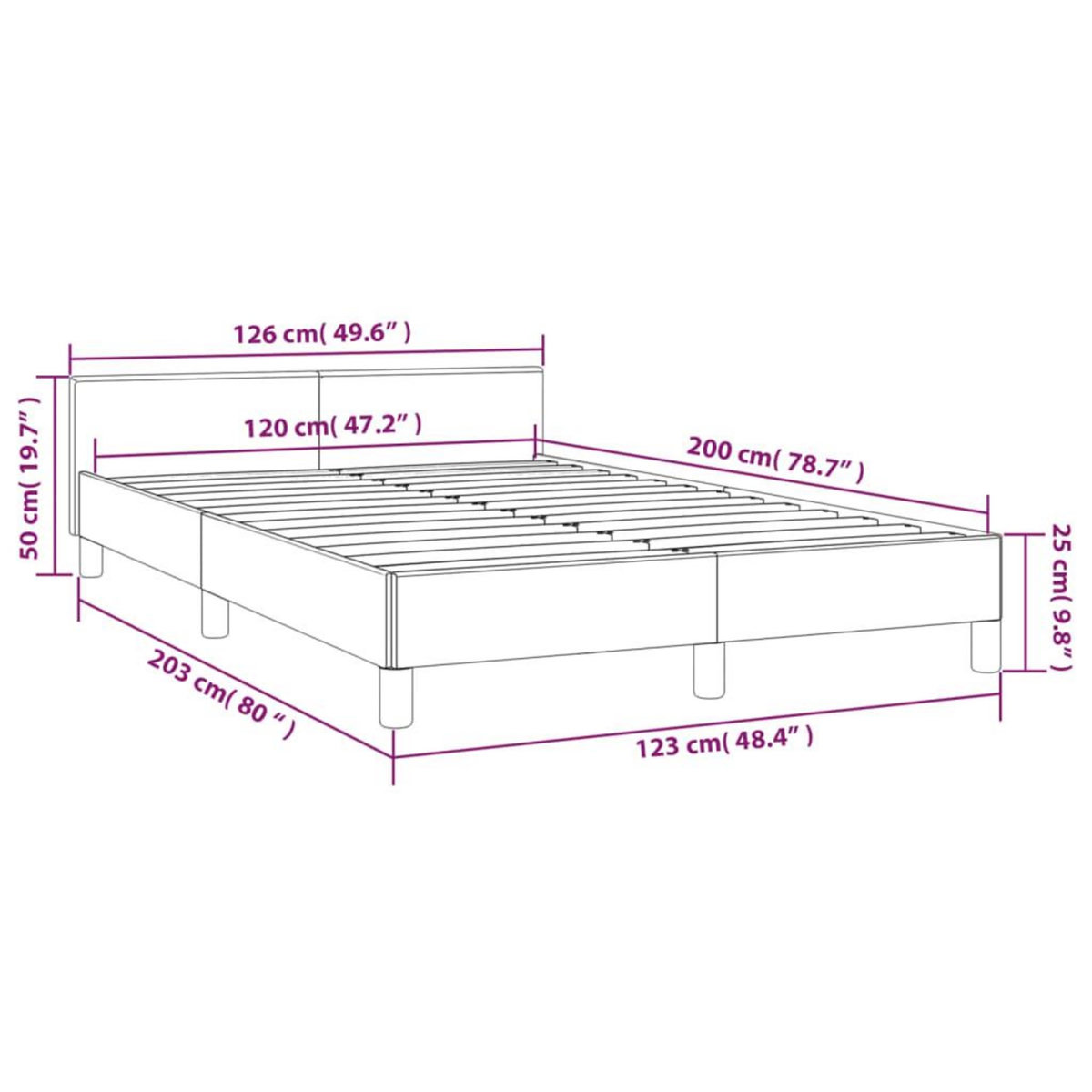 VIDAXL Cadre de lit sans matelas gris fonce 120x200 cm velours