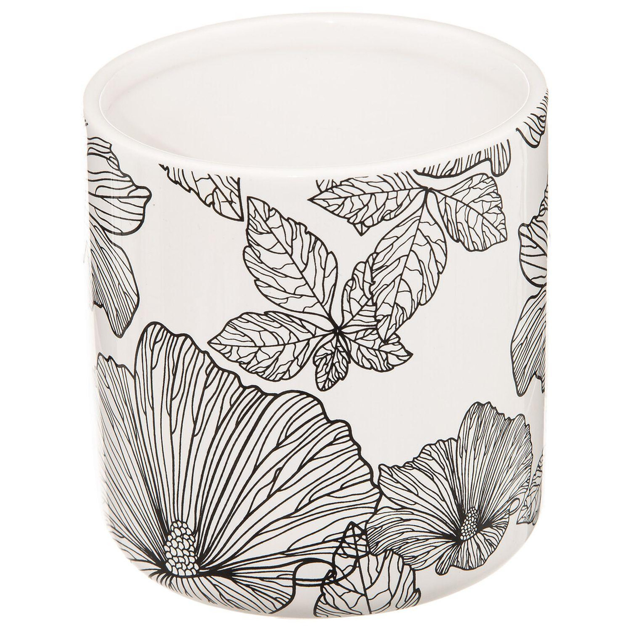 Voir la diapositive 3 : ATMOSPHERA Boite de rangement pour salle de bain pour Coton et Coton-tige avec couvercle Blackflora - Noir et Blanc