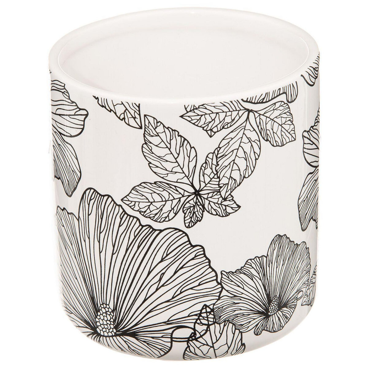 ATMOSPHERA Boite de rangement pour salle de bain pour Coton et Coton-tige avec couvercle Blackflora - Noir et Blanc