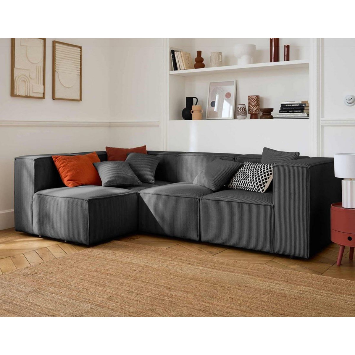 LISA DESIGN Arty - canapé modulable d'angle gauche 4 places - en velours côtelé