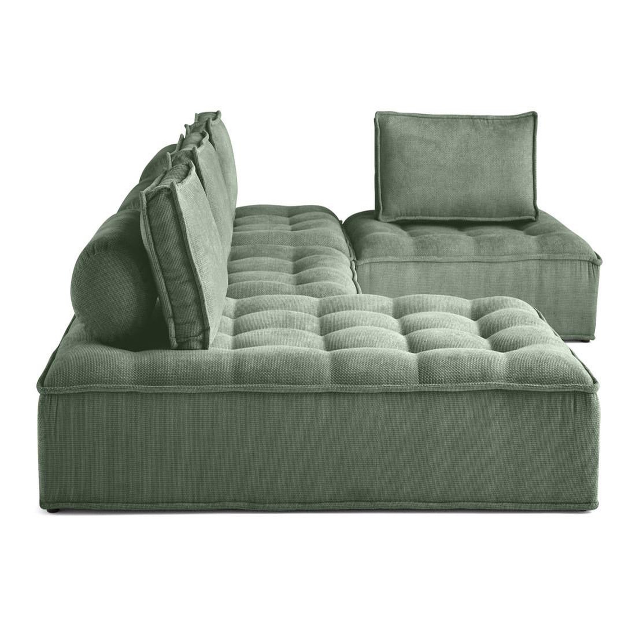 Voir la diapositive 4 : BEST MOBILIER Marisol - canapé panoramique modulable 7 places - velours texturé