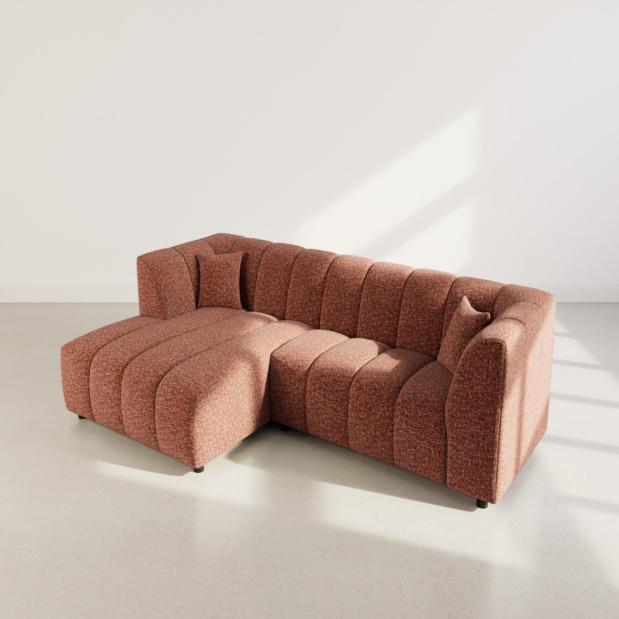 Voir la diapositive 3 : LISA DESIGN Curtis - canapé d'angle gauche 4 places avec accoudoir en tissu texturé