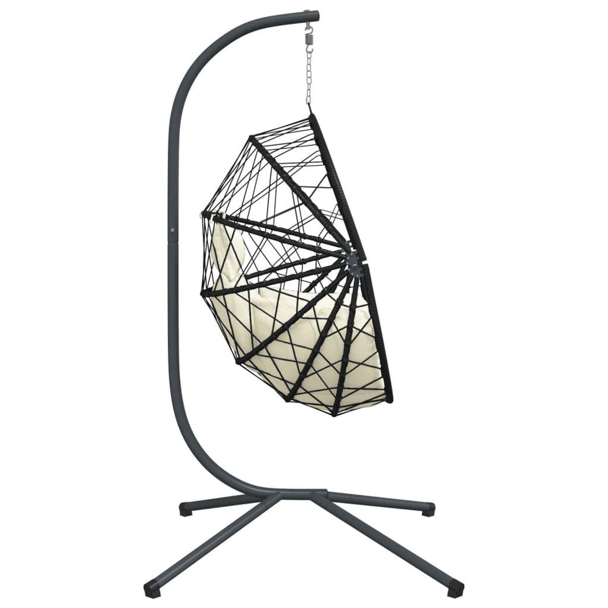 Voir la diapositive 5 : VIDAXL Chaise suspendue en forme d'œuf et support beige rotin et acier