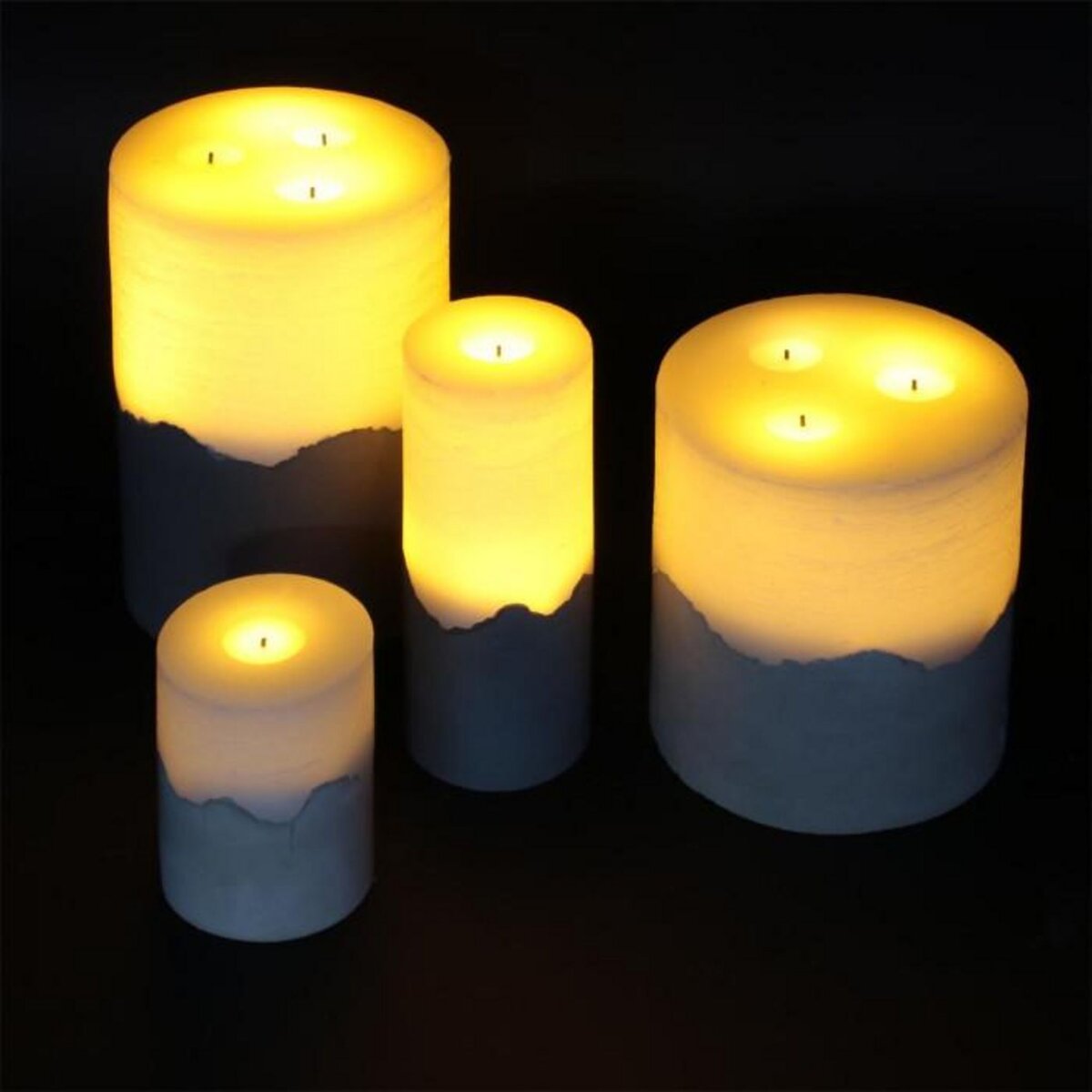 Paris Prix Bougie Ronde Led  Base Ciment  10cm Blanc