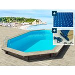Habitat et Jardin Piscine bois   Brazilia    5.86 x 3.86 x 1.20 m - Bâche à bulles  180 µ - Bâche hiver  280 g/m²