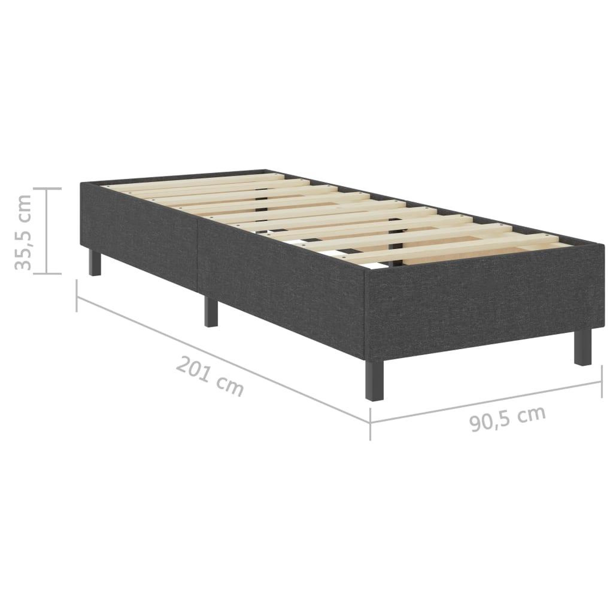 Voir la diapositive 6 : VIDAXL Sommier a lattes de lit Gris Tissu 90x200 cm