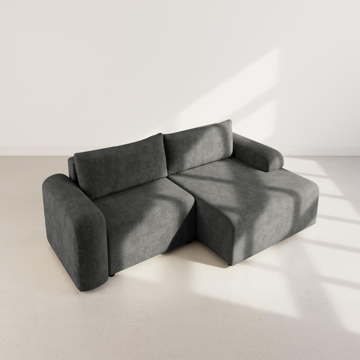 BEST MOBILIER Rebecca - canapé d'angle droit 4 places convertible avec coffre en velours texturé