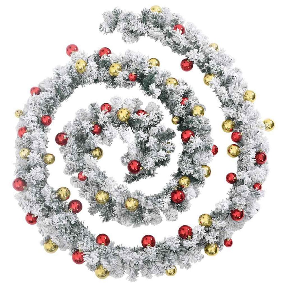 VIDAXL Guirlande de Noël avec boules et lumieres LED vert 5 m PVC