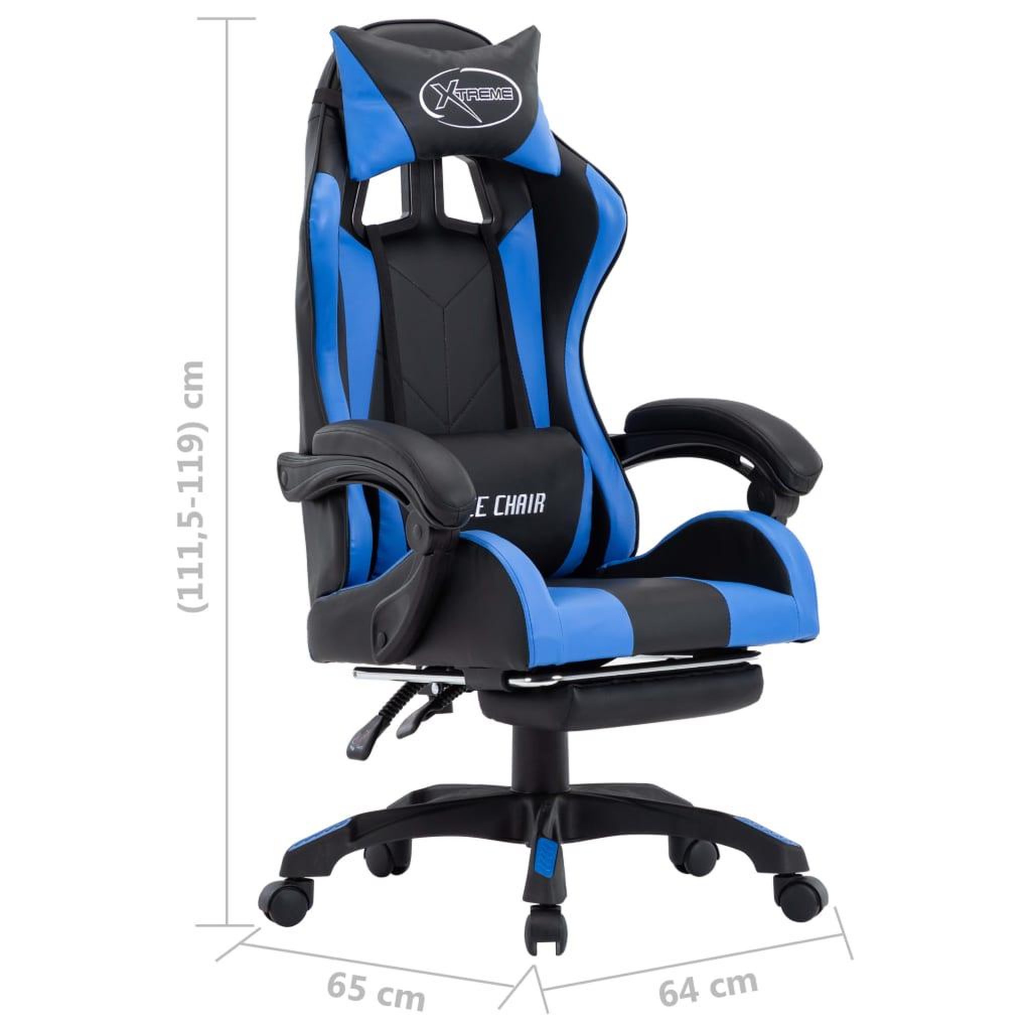 Voir la diapositive 6 : VIDAXL Fauteuil de jeux video avec repose-pied Bleu et noir Similicuir
