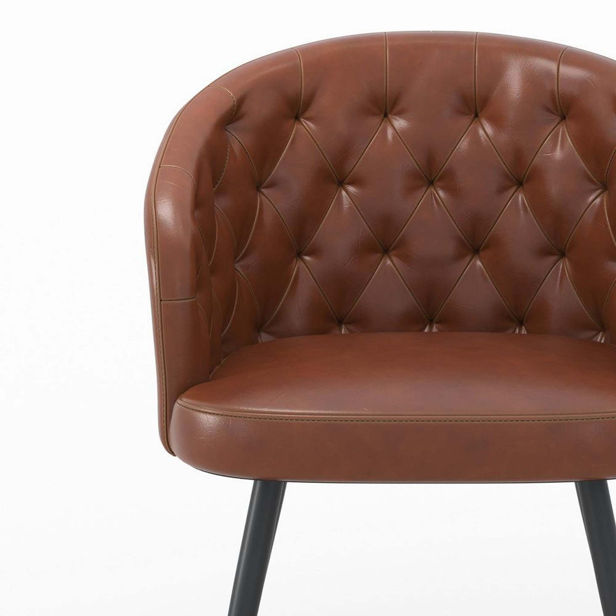 Voir la diapositive 5 : MAISON PAVANE Chaise en cuir de buffle marron et pieds en métal noir-anatole