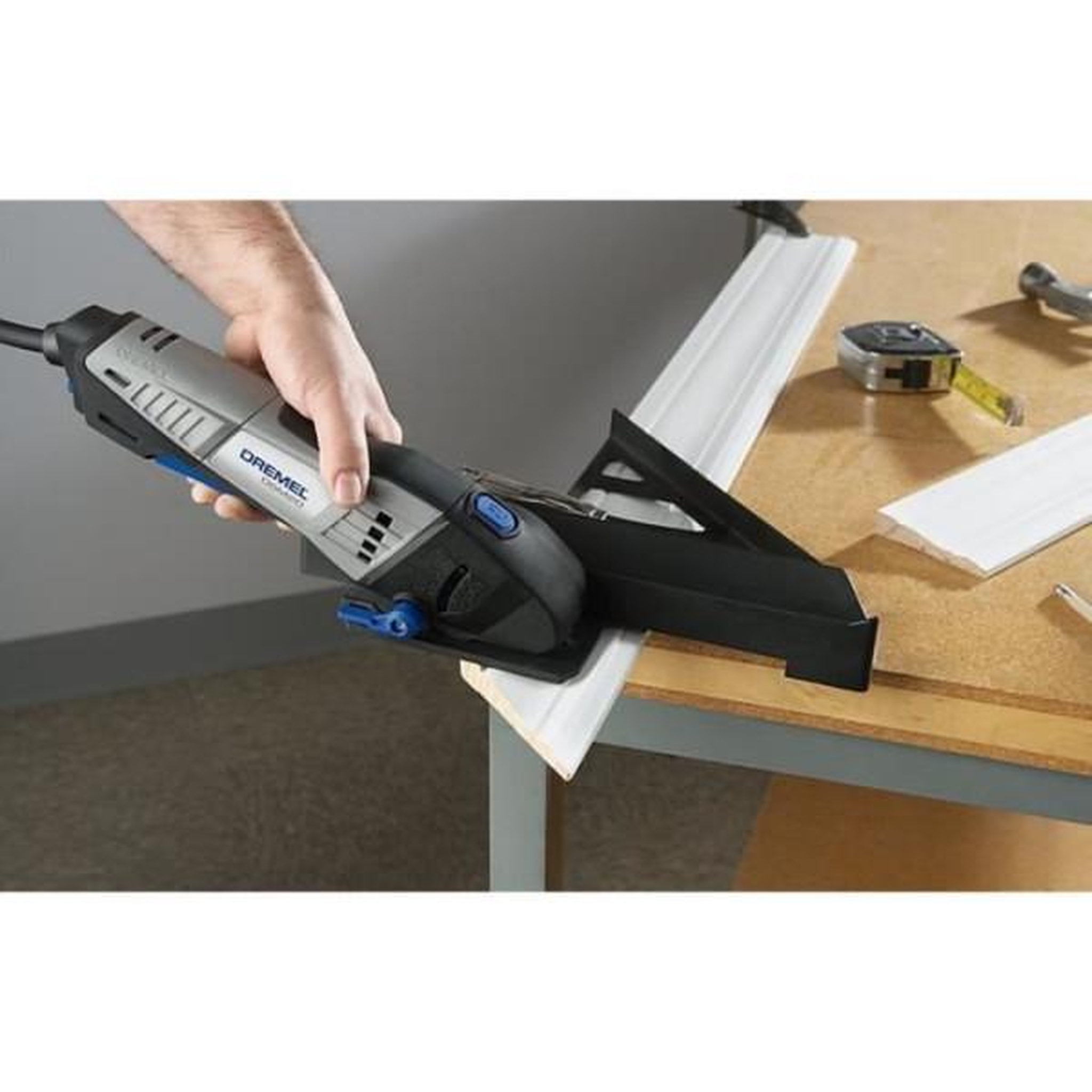 Voir la diapositive 4 : Dremel Guide de découpe dremel s840 - pour scie compacte dsm20 - découpes en onglet, biseau et droites