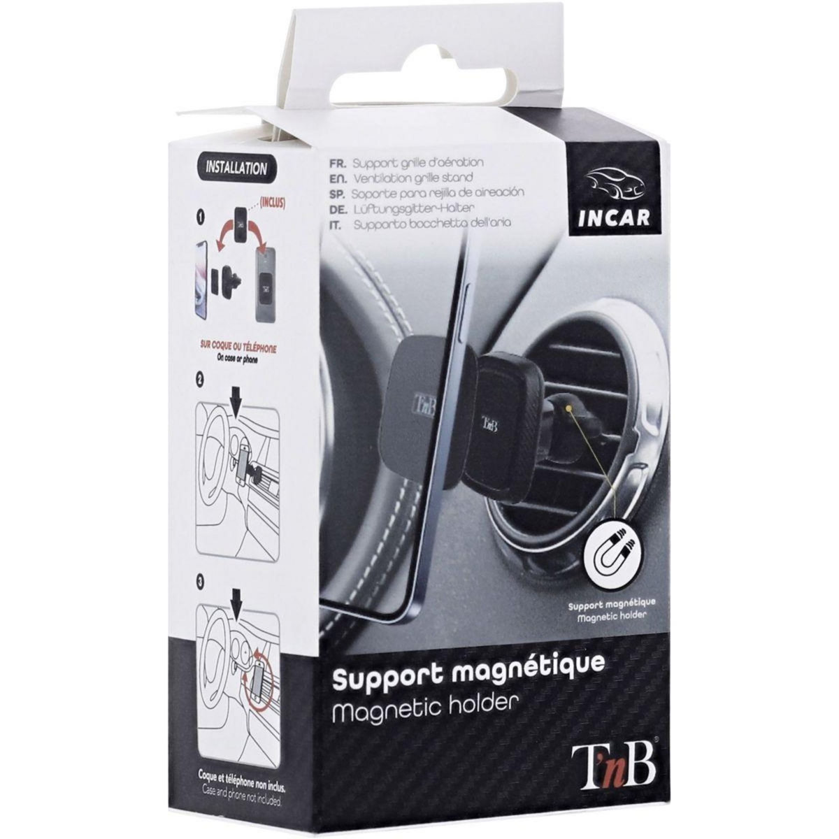 TNB Support smartphone pour grille d'aération carbone noir