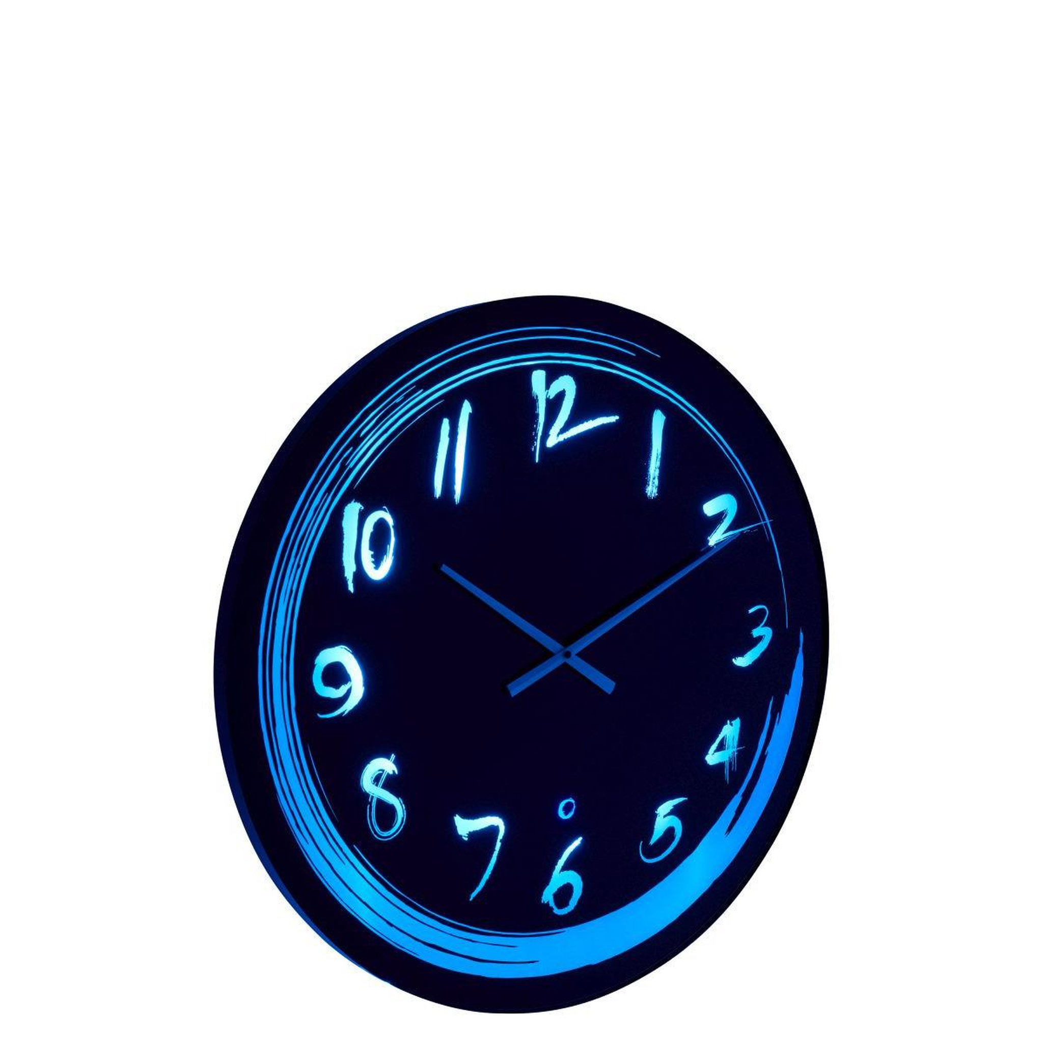 Voir la diapositive 4 : J-LINE Horloge murale à led  juanita  70cm noir & bleu