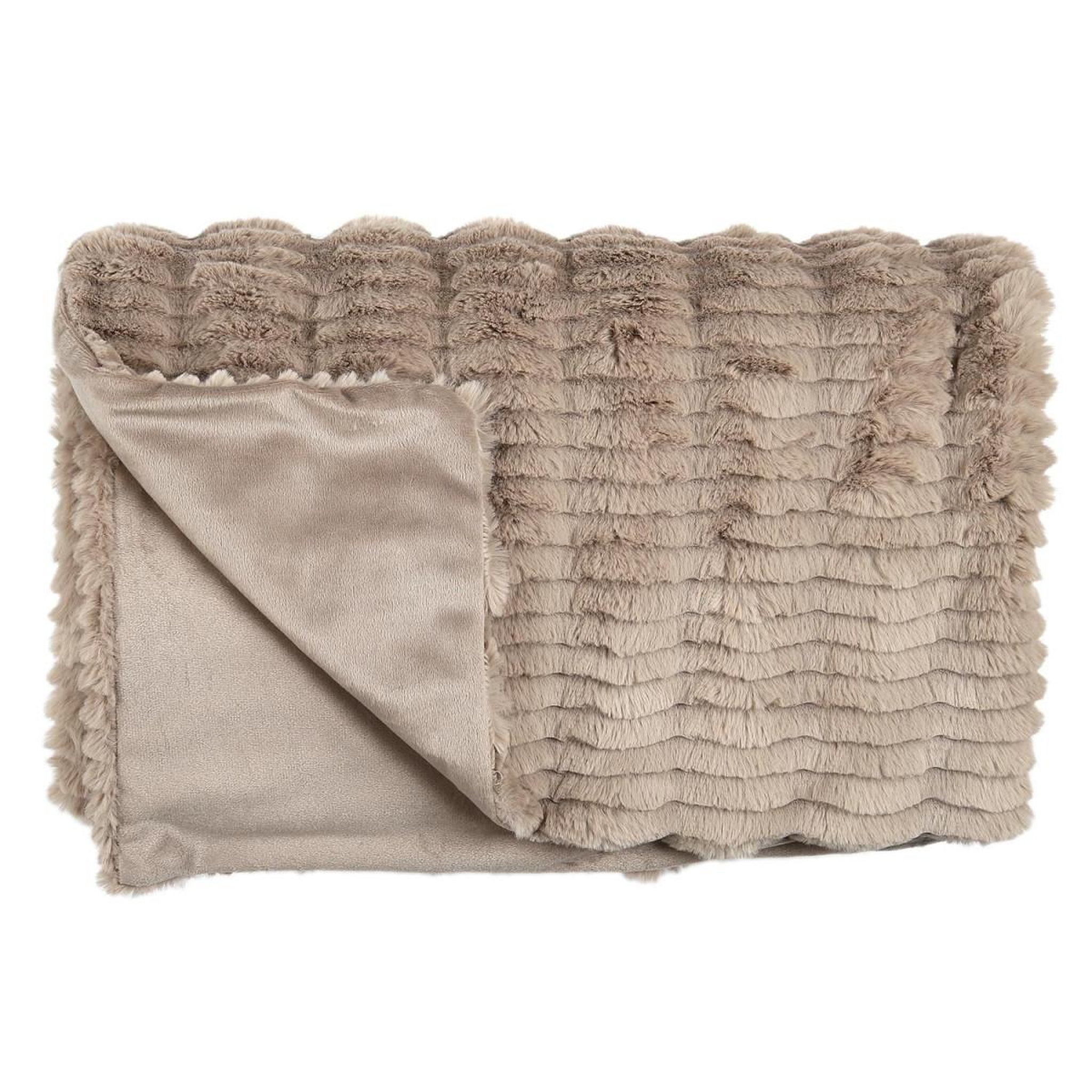 Voir la diapositive 2 : The Home Deco Factory Plaid imitation fourrure  opulence  120x150cm taupe