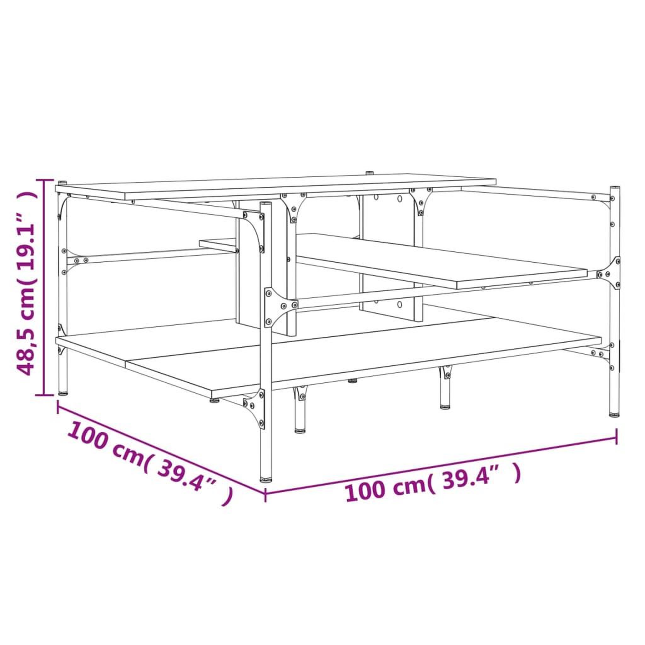Voir la diapositive 6 : VIDAXL Table basse noir 100x100x48,5 cm bois d'ingenierie