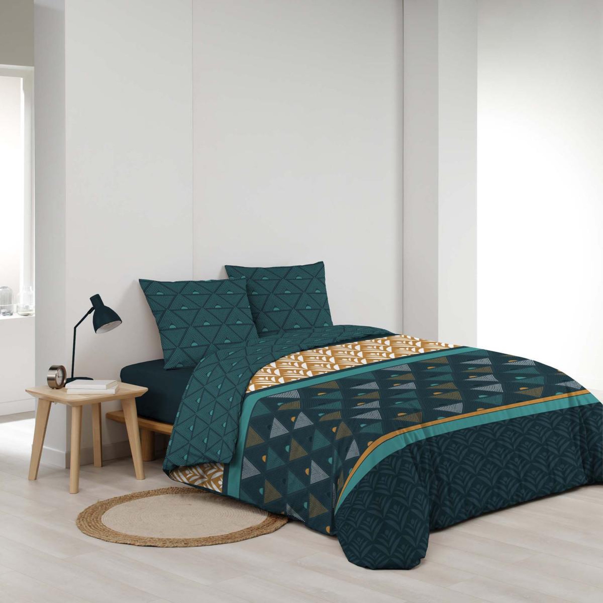 Voir la diapositive 2 : Douceur d'Intérieur Parure de lit 3 pièces  triade  240x220cm vert
