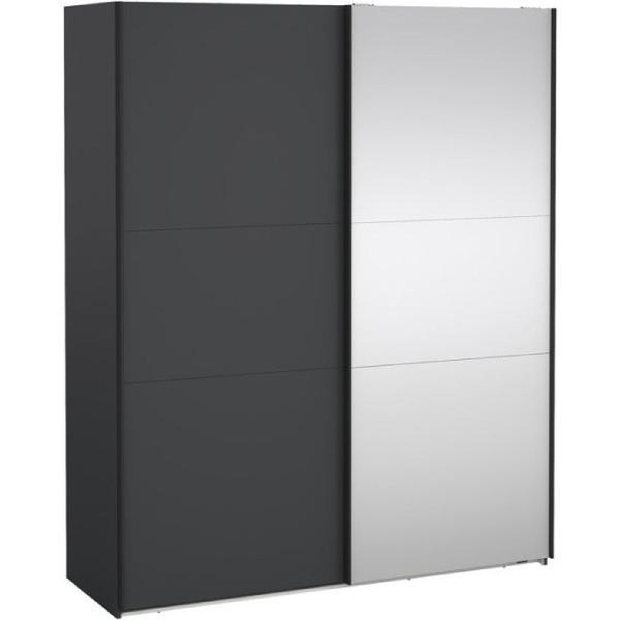 Voir la diapositive 3 : MARKET24 Armoire de chambre - como - gris mat - 2 portes coulissantes dont 1 avec miroir - 178,5 x 66,6 x 220,4 cm