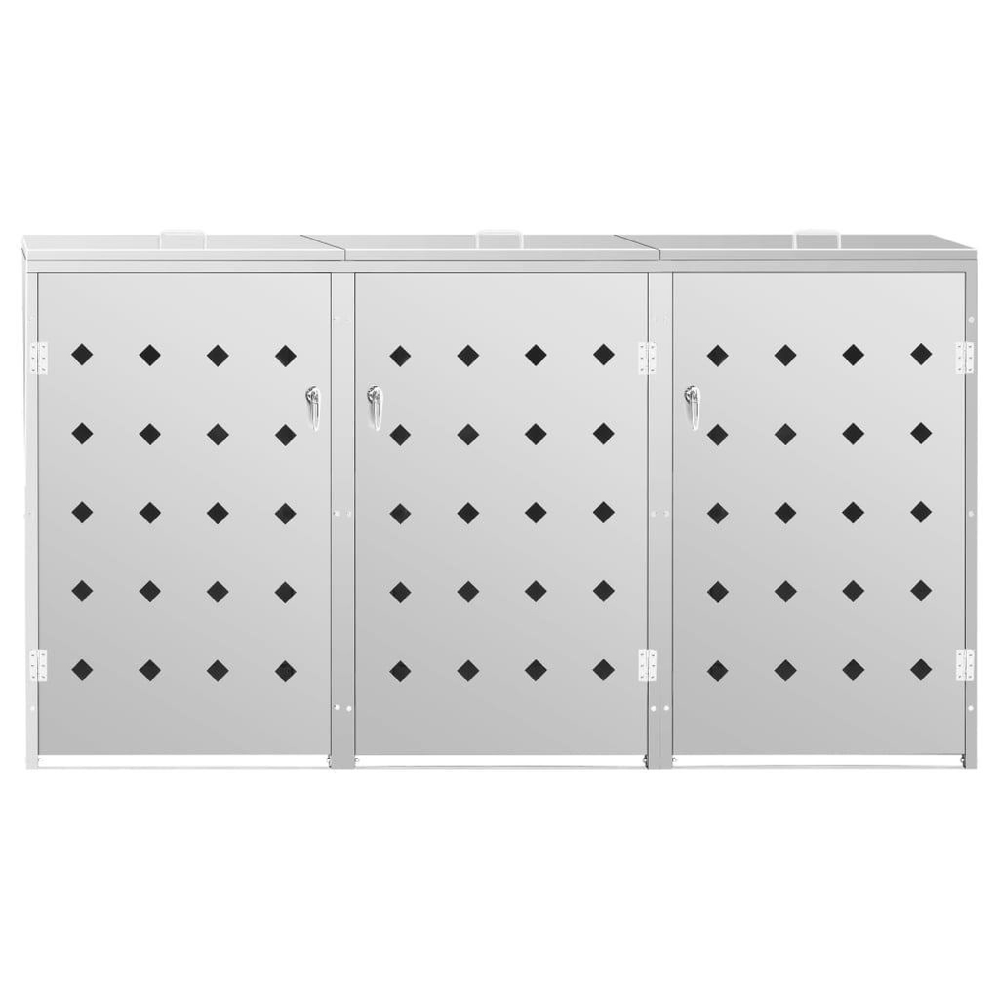 Voir la diapositive 3 : VIDAXL Abri de poubelle triple sur roulettes 240 L Acier inoxydable
