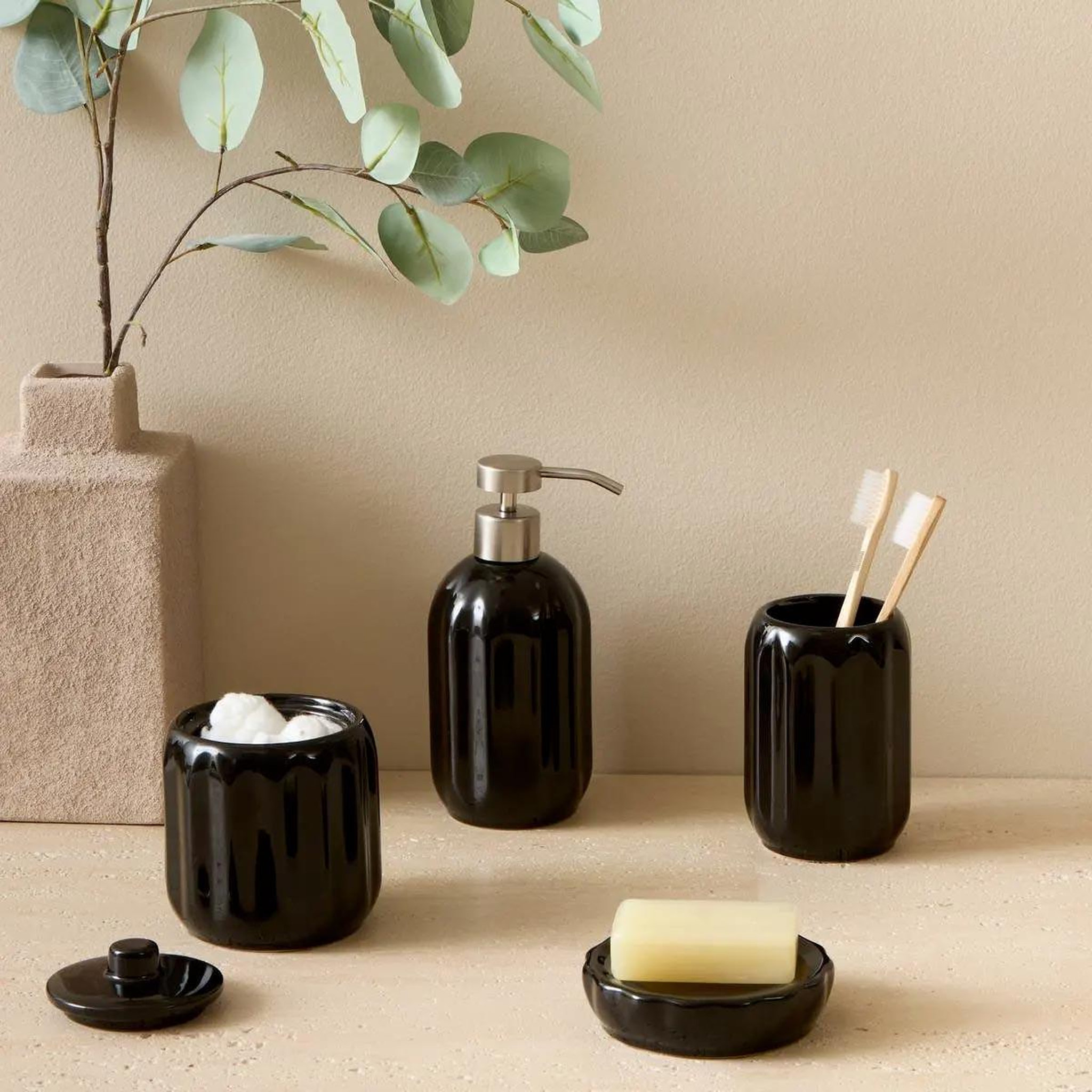 Voir la diapositive 2 : FIVE Porte savon en grès  suny colorama  11cm noir