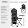 Voir la diapositive 6 : tectake Chaise de camping rembourrée pliable avec sac de transport inclus noir