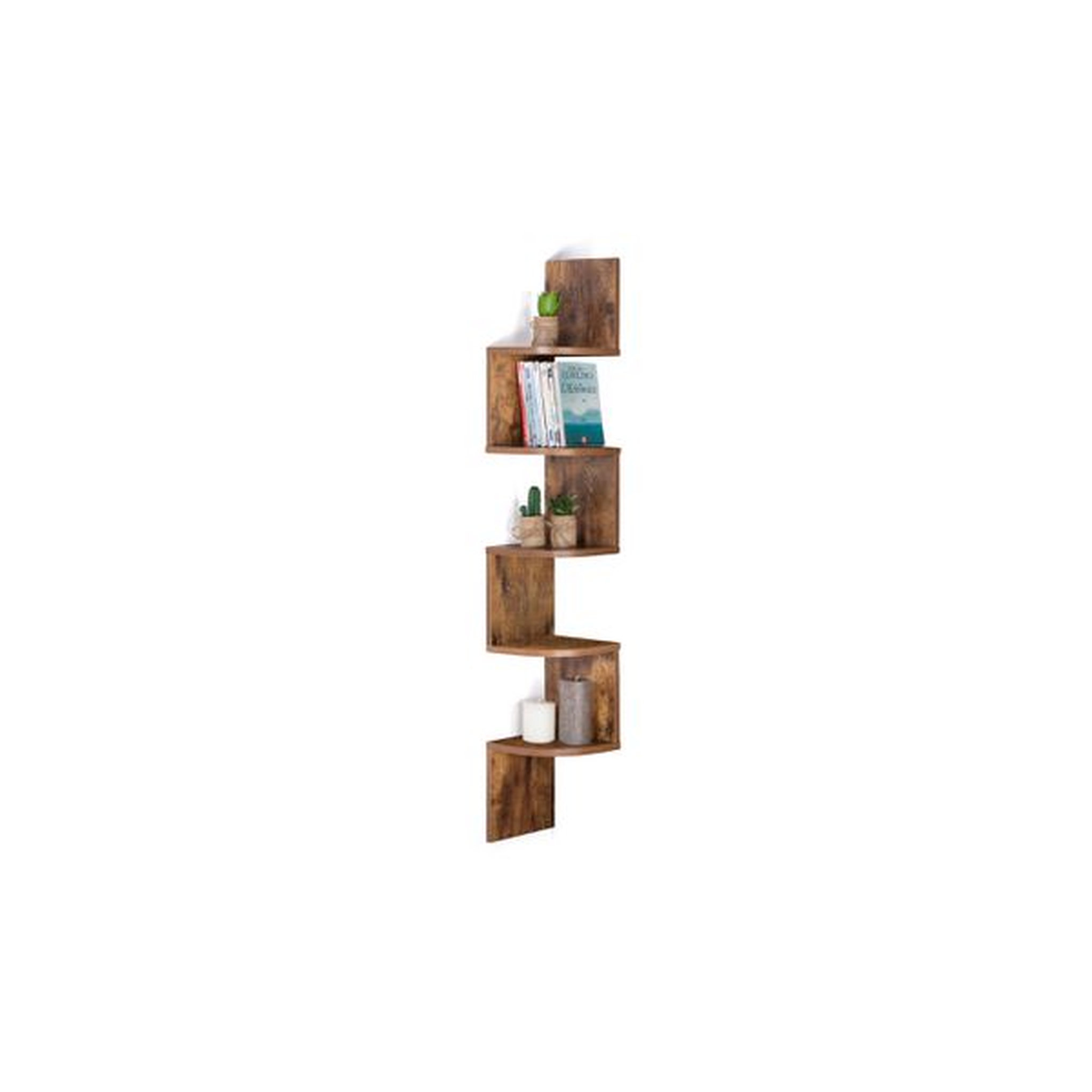 Voir la diapositive 3 : Etagère murale d'angle effet bois vieilli LISA